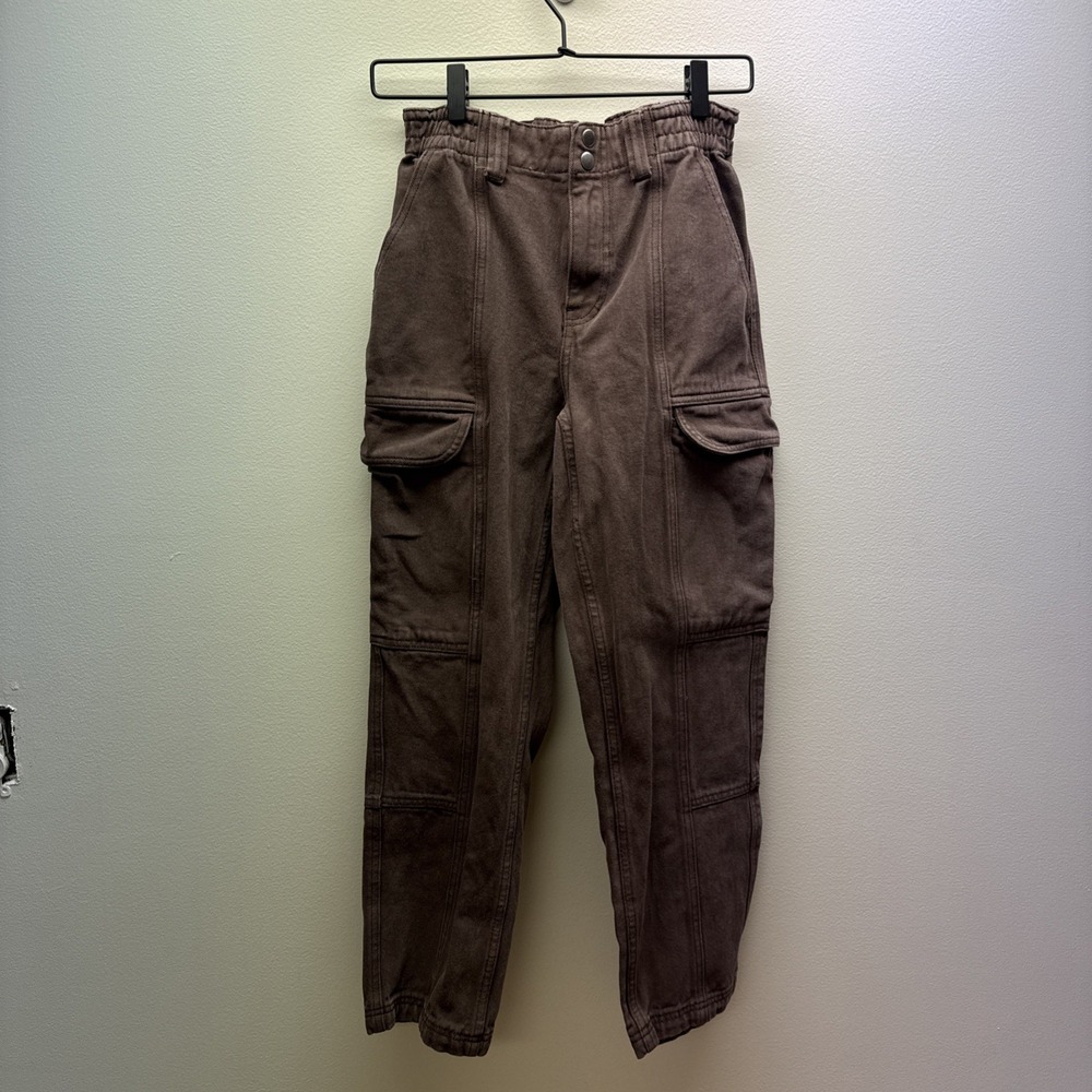 PacSun Cargo Pants Women Small Brown High Rise Elastic Waist Utility Pockets